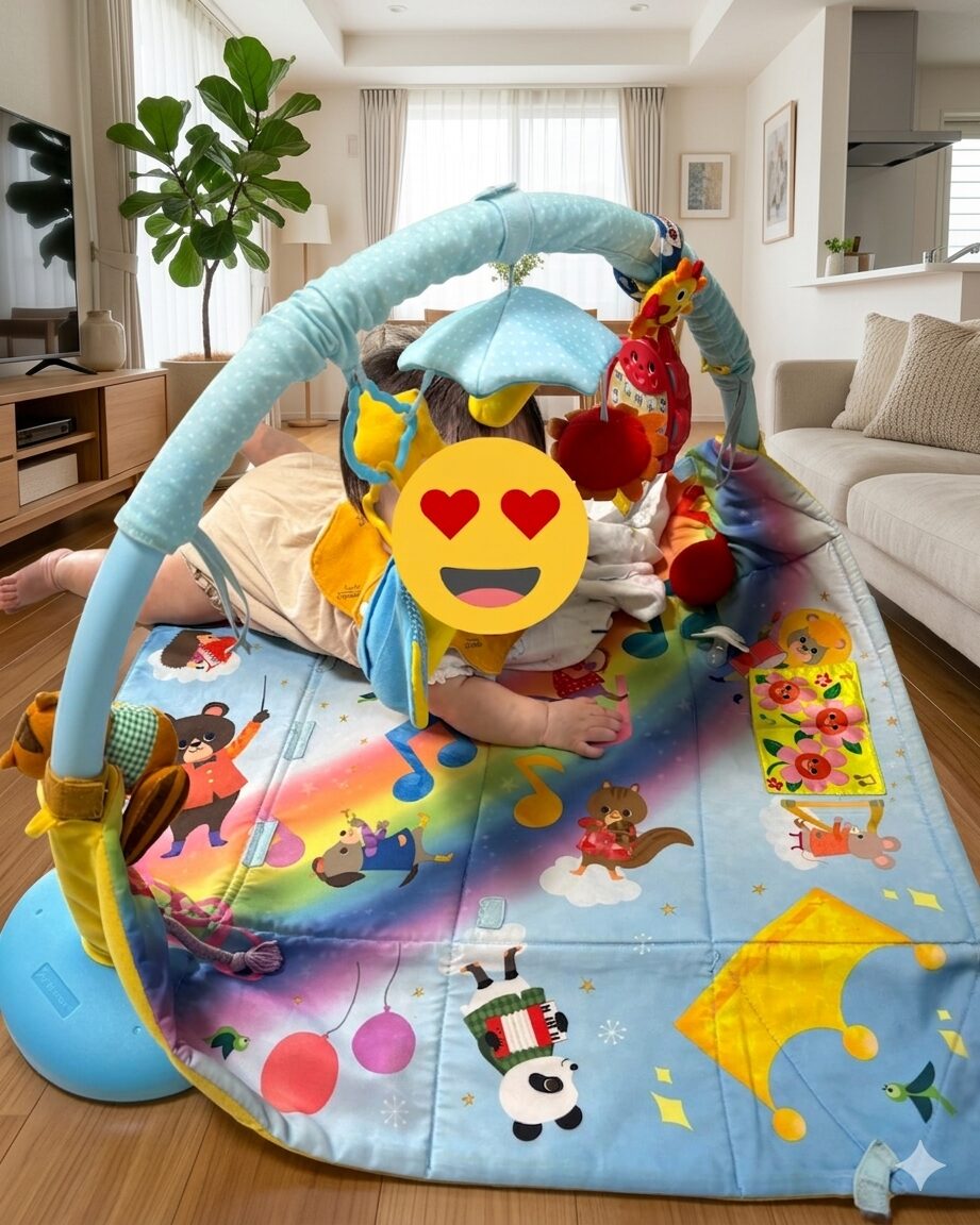 こどもちゃれんじベビーのベビージムで遊ぶ赤ちゃん